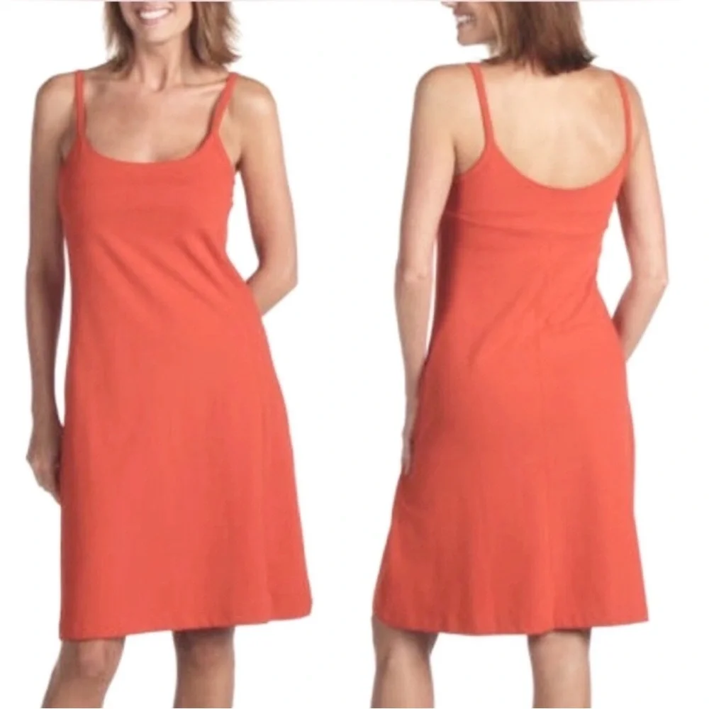 🍑 Patagonia Vitaliti Strap Dress Size L Salmon Peach Organic Cotton 🍑 - Picture 8 of 12